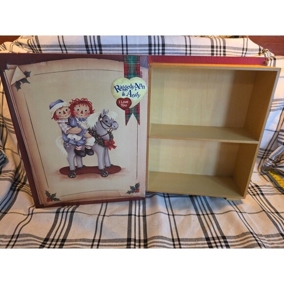 Vintage Raggedy Ann & Andy Book Shaped Wooden Storage Box Decoration - Picture 3 of 15
